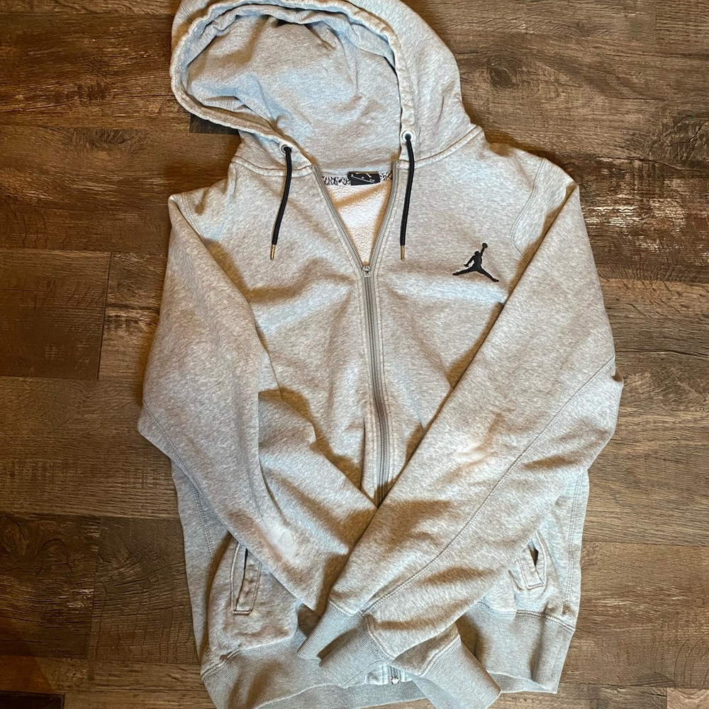 Jordan Light Gray Zip-Up Sweater